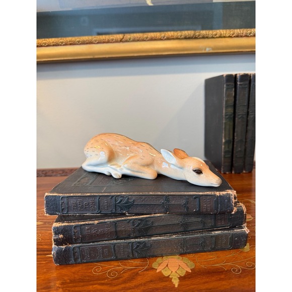Vintage Lomonosov Deer Figurine USSR Porcelain Fawn Mid Century